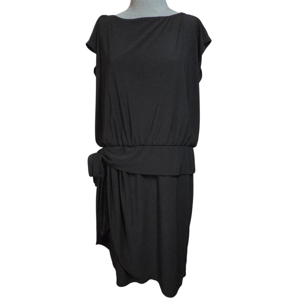 Black Knee Length Blouson Dress Size 12